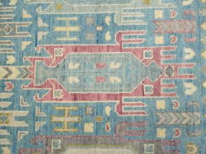Light Blue Geometric 9x12 Oushak Oriental Rug