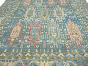 Light Blue Geometric 9x12 Oushak Oriental Rug