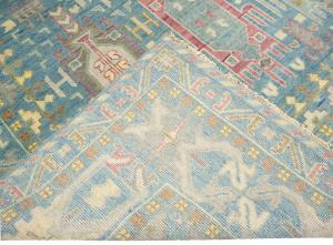 Light Blue Geometric 9x12 Oushak Oriental Rug