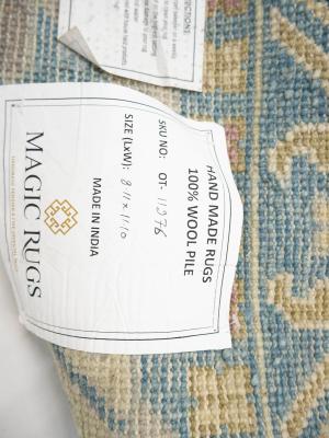 Light Blue Geometric 9x12 Oushak Oriental Rug