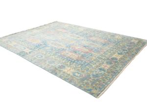 Light Blue Geometric 9x12 Oushak Oriental Rug