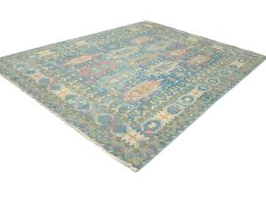 Light Blue Geometric 9x12 Oushak Oriental Rug