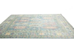 Light Blue Geometric 9x12 Oushak Oriental Rug