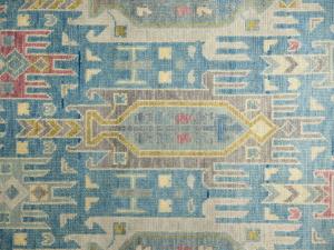 Light Blue Geometric 9x12 Oushak Oriental Rug