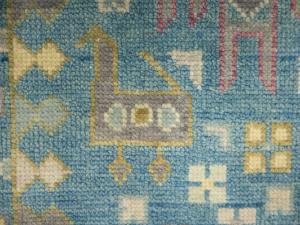 Light Blue Geometric 9x12 Oushak Oriental Rug