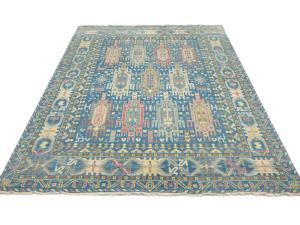 Light Blue Geometric 9x12 Oushak Oriental Rug