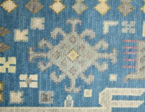 Light Blue Geometric 9x12 Oushak Oriental Rug