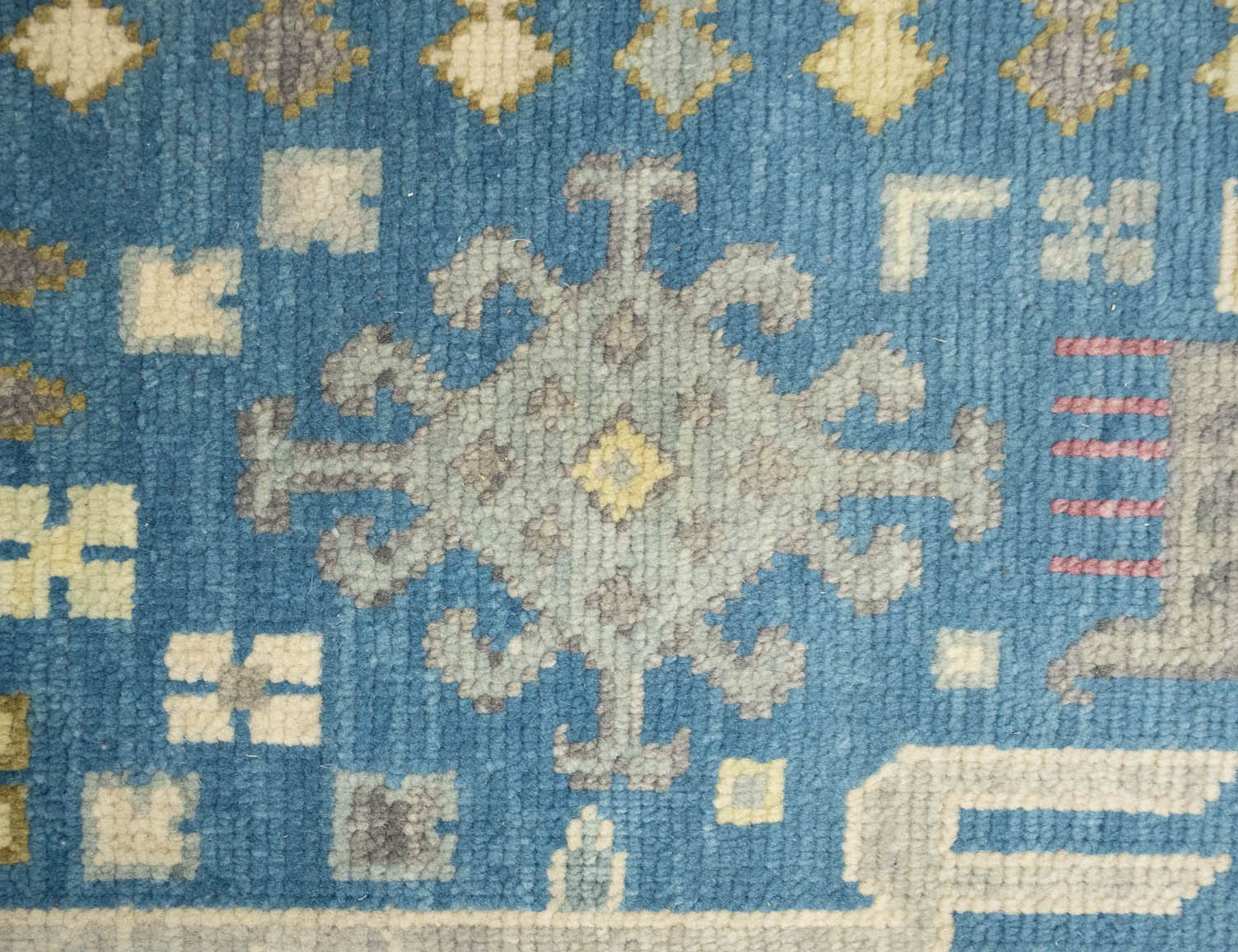Light Blue Geometric 9x12 Oushak Oriental Rug