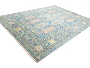 Light Blue Geometric 9x12 Oushak Oriental Rug