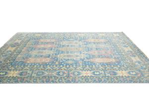 Light Blue Geometric 9x12 Oushak Oriental Rug