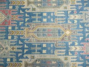 Light Blue Geometric 9x12 Oushak Oriental Rug