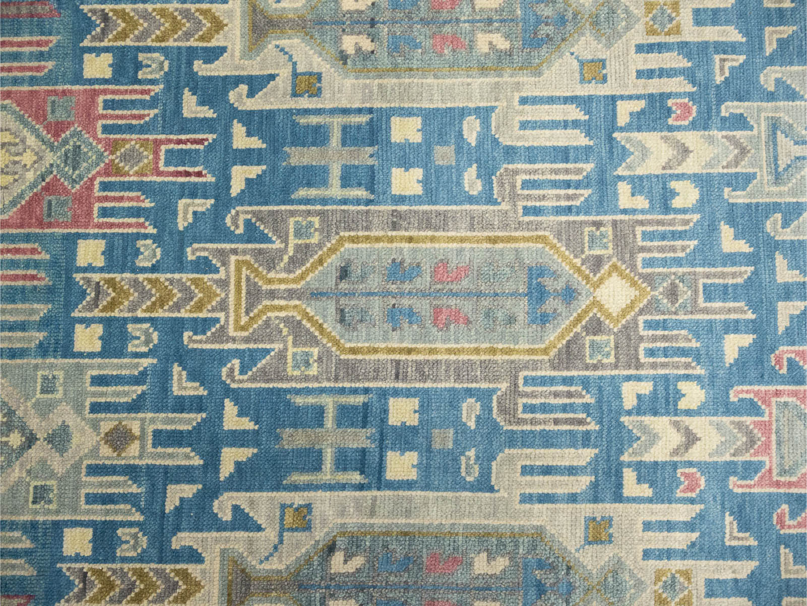 Light Blue Geometric 9x12 Oushak Oriental Rug