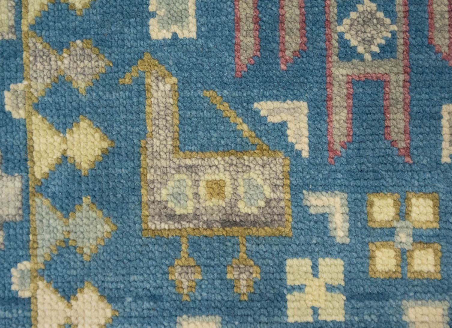 Light Blue Geometric 9x12 Oushak Oriental Rug