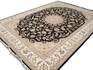 Black Floral 9x12 Indo-Nain Oriental Rug