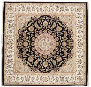 Black Floral 6x6 Indo-Nain Oriental Square Rug