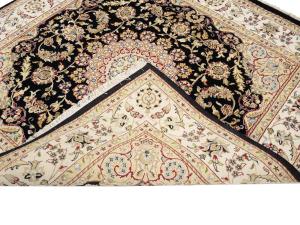 Black Floral 6x6 Indo-Nain Oriental Square Rug