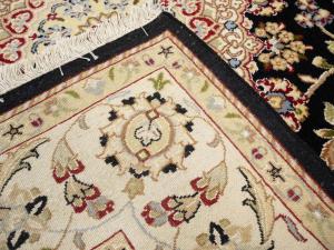 Black Floral 6x6 Indo-Nain Oriental Square Rug