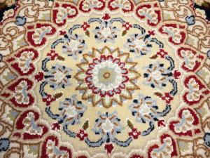 Black Floral 6x6 Indo-Nain Oriental Square Rug