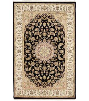 Black Floral 5x8 Indo-Nain Oriental Rug