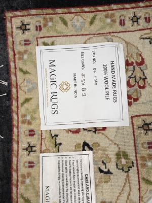 Black Floral 5x8 Indo-Nain Oriental Rug