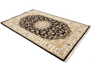 Black Floral 5x8 Indo-Nain Oriental Rug