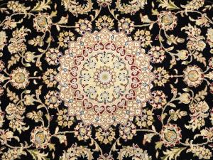 Black Floral 5x8 Indo-Nain Oriental Rug