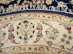 Dark Navy Floral Traditional 5X5 Indo-Nain Oriental Round Rug