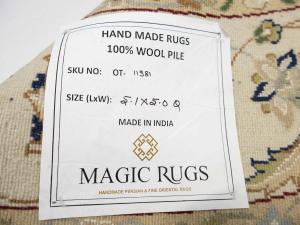 Dark Navy Floral Traditional 5X5 Indo-Nain Oriental Round Rug