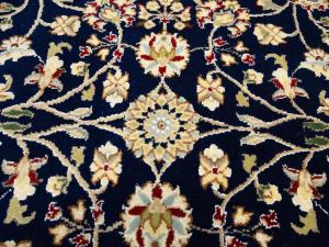 Dark Navy Floral Traditional 5X5 Indo-Nain Oriental Round Rug