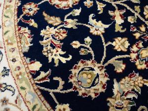 Dark Navy Floral Traditional 5X5 Indo-Nain Oriental Round Rug