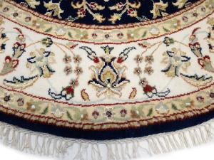 Dark Navy Floral Traditional 5X5 Indo-Nain Oriental Round Rug