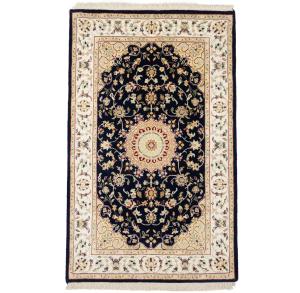 Black Floral 3x4 Indo-Nain Oriental Rug