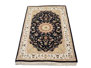 Black Floral 3x4 Indo-Nain Oriental Rug
