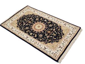 Black Floral 3x4 Indo-Nain Oriental Rug