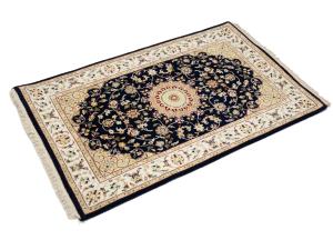 Black Floral 3x4 Indo-Nain Oriental Rug