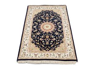 Black Floral 3x4 Indo-Nain Oriental Rug