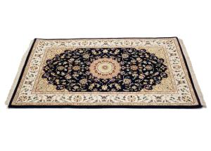 Black Floral 3x4 Indo-Nain Oriental Rug