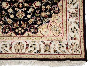Black Floral 3x12 Indo-Nain Oriental Runner Rug