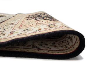 Black Floral 3x12 Indo-Nain Oriental Runner Rug