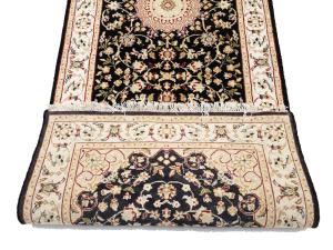 Black Floral 3x12 Indo-Nain Oriental Runner Rug