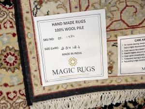 Black Floral 3x12 Indo-Nain Oriental Runner Rug
