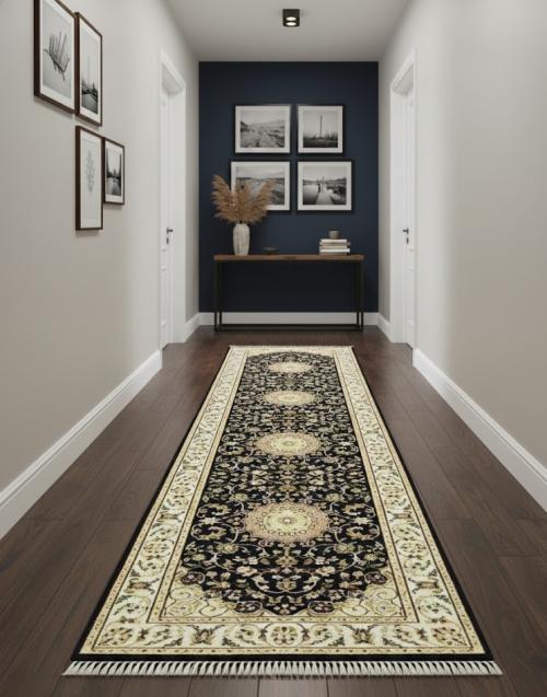 2'8 x 12'4 Hand Knotted Indo-Nain Floral Wool Runner Rug