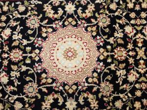Black Floral 3x12 Indo-Nain Oriental Runner Rug
