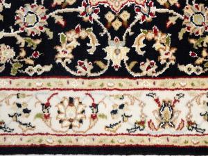 Black Floral 3x12 Indo-Nain Oriental Runner Rug