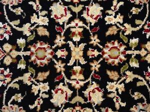 Black Floral 3x12 Indo-Nain Oriental Runner Rug