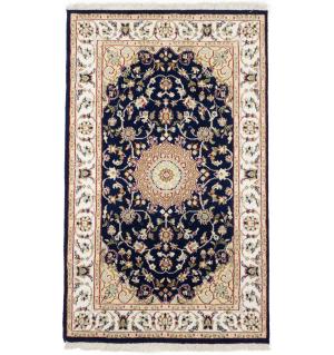 Dark Navy Floral 3x4 Indo-Nain Oriental Rug
