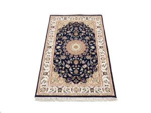 Dark Navy Floral 3x4 Indo-Nain Oriental Rug