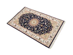 Dark Navy Floral 3x4 Indo-Nain Oriental Rug
