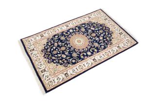 Dark Navy Floral 3x4 Indo-Nain Oriental Rug