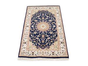 Dark Navy Floral 3x4 Indo-Nain Oriental Rug
